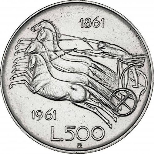 500 lire argento 1961 unita - 500,
