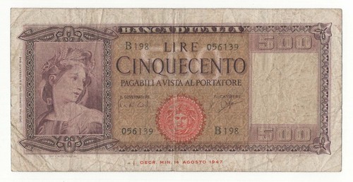 500 lire italia ornata - lire,