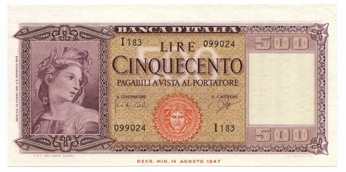 500 lire italia ornata - lire, di
