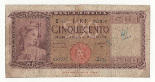 500 lire italia ornata - 500,